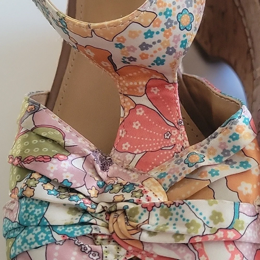 Naturalizer Multicolor Women's Cork Wedge Sandals Sz 8.5